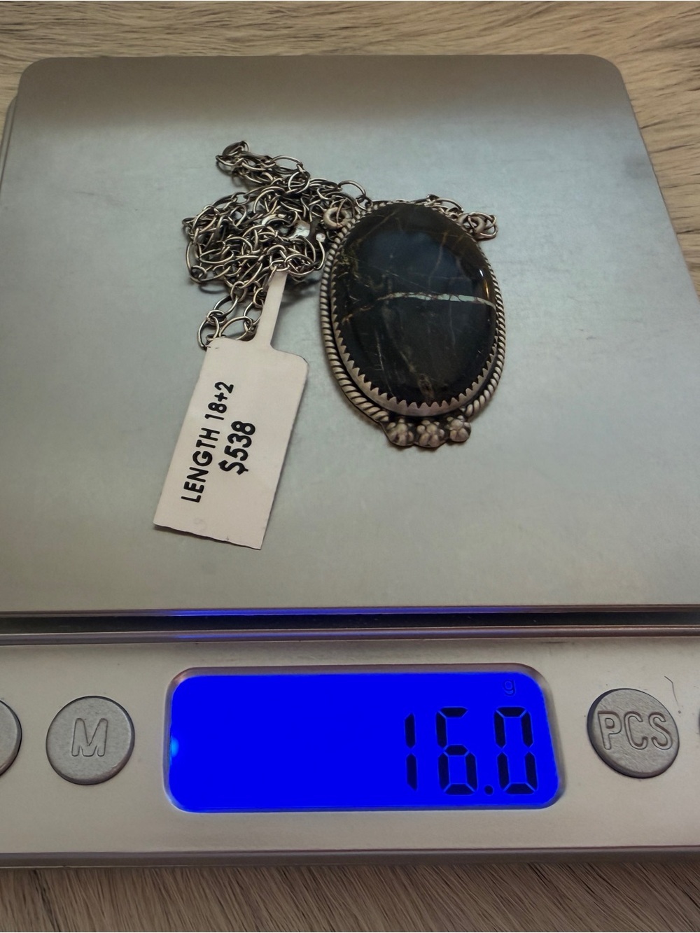 ❤️ Premium Black Jack Turquoise Lightning Brushed Sterling 925 ADJ Necklace 16g - Picture 11 of 15